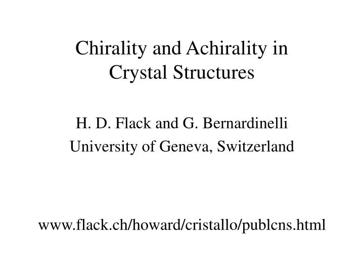 chirality and achirality in crystal structures