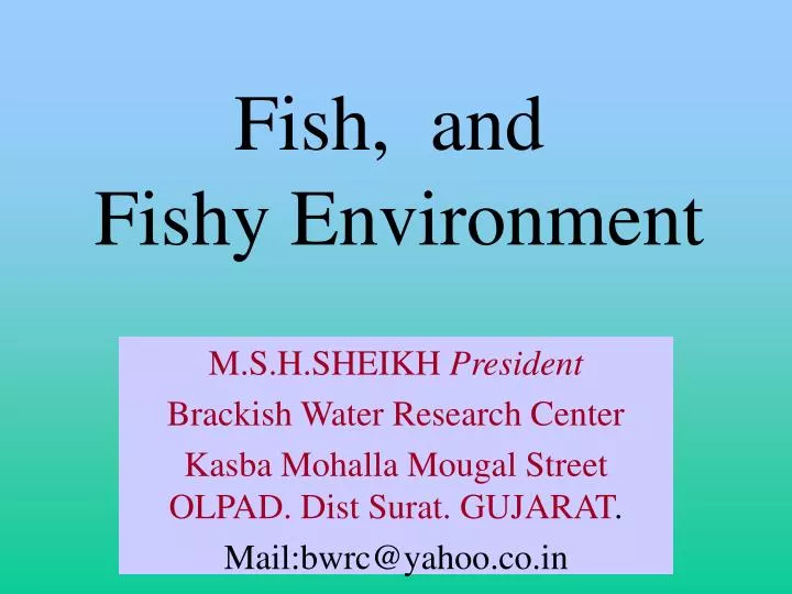 fish and fishy environment