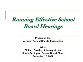 Running Effective School Board Hearings