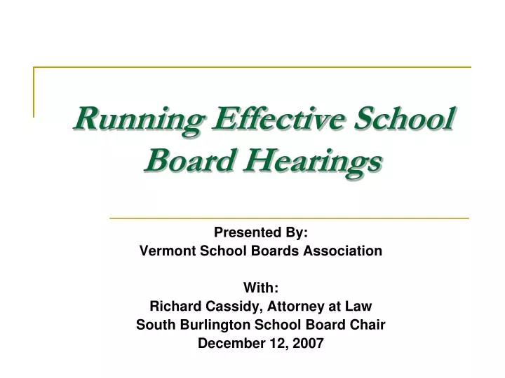 running effective school board hearings