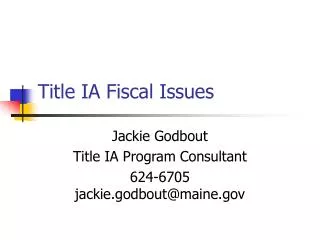 Title IA Fiscal Issues