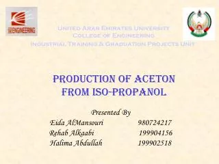 United Arab Emirates University College of Engineering Industrial Training &amp; Graduation Projects Unit