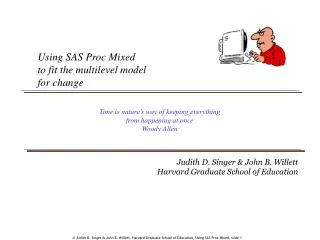 Using SAS Proc Mixed to fit the multilevel model for change