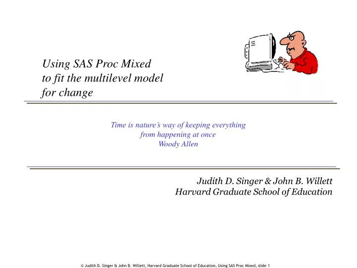 using sas proc mixed to fit the multilevel model for change