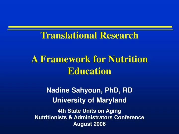 translational research a framework for nutrition education