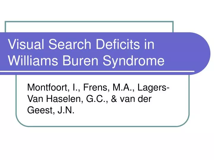 visual search deficits in williams buren syndrome