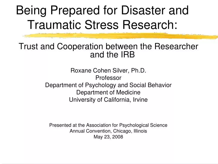 being prepared for disaster and traumatic stress research