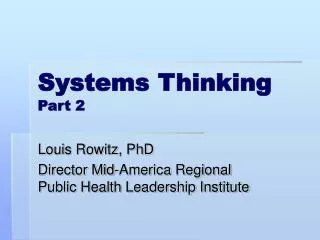 Systems Thinking Part 2