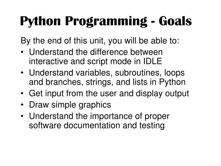 python programming goals