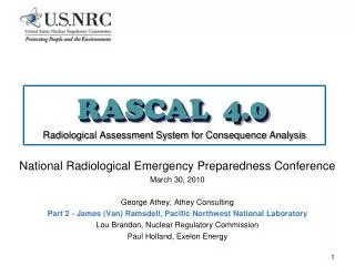 RASCAL 4.0 Radiological Assessment System for Consequence Analysis
