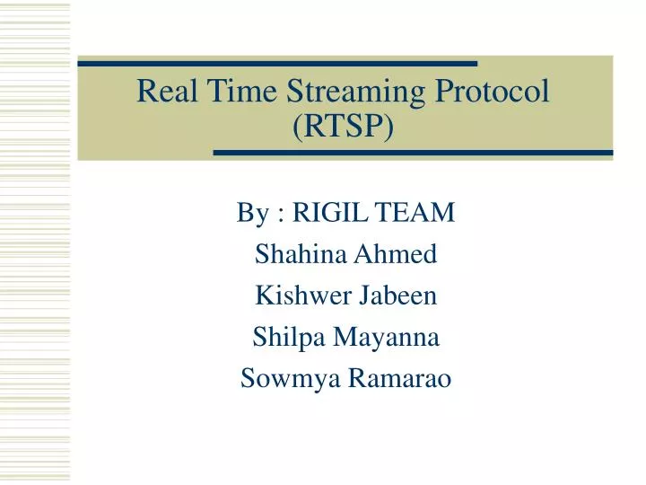 real time streaming protocol rtsp