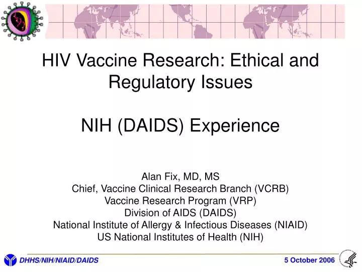 hiv vaccine research ethical and regulatory issues nih daids experience
