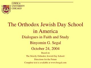 The Orthodox Jewish Day School in America
