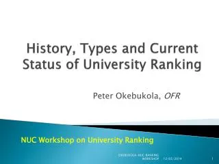 History, Types and Current Status of University Ranking