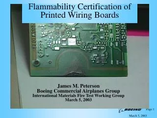 Flammability Certification of Printed Wiring Boards