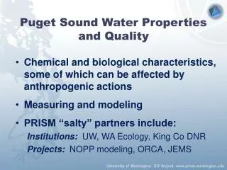 Puget Sound Water Properties and Quality