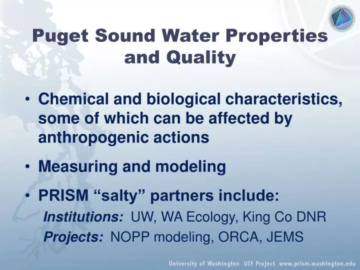 puget sound water properties and quality