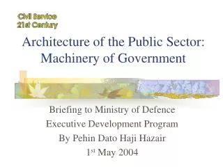 Architecture of the Public Sector: Machinery of Government
