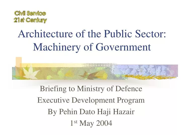 architecture of the public sector machinery of government