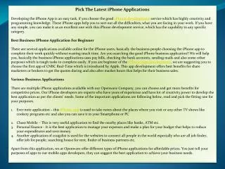 Pick The Latest iPhone Applications
