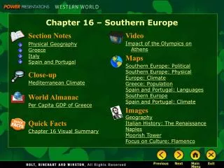 Chapter 16 – Southern Europe