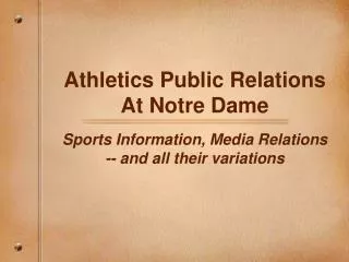 Athletics Public Relations At Notre Dame