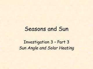 Seasons and Sun