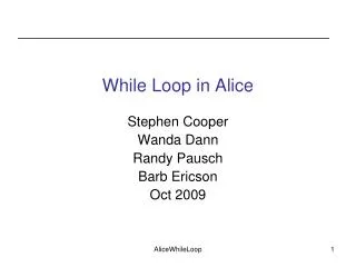 While Loop in Alice