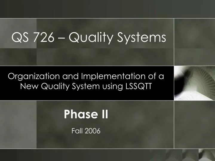 qs 726 quality systems