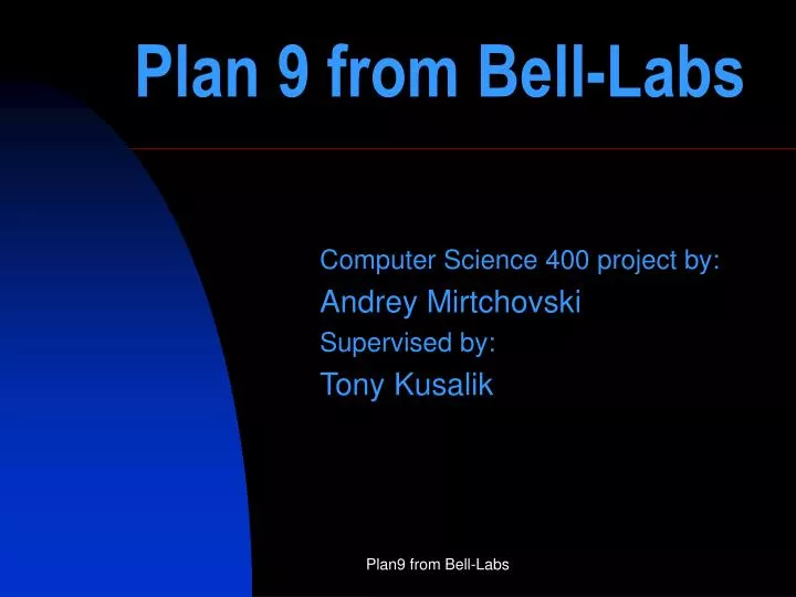 plan 9 from bell labs