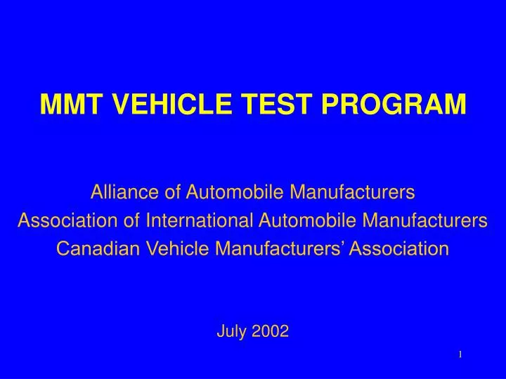 mmt vehicle test program