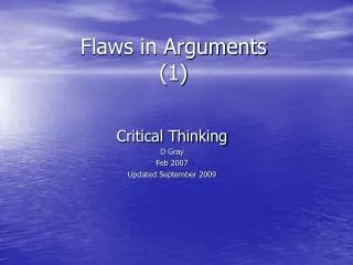 Flaws in Arguments (1)