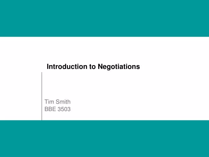 introduction to negotiations