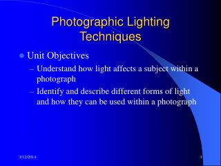 Photographic Lighting Techniques