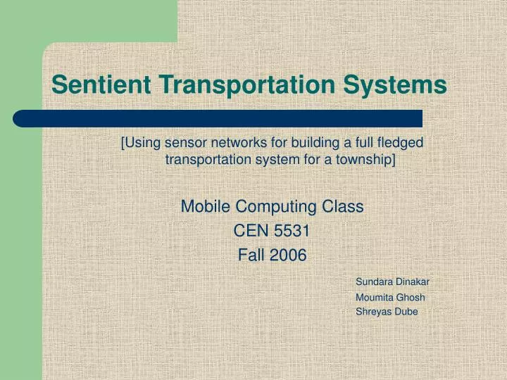 sentient transportation systems