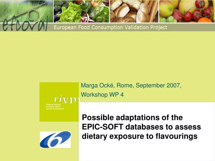 possible adaptations of the epic soft databases to assess dietary exposure to flavourings