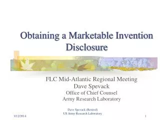 Obtaining a Marketable Invention Disclosure