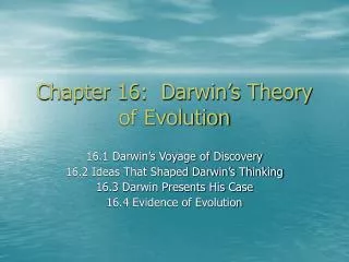Chapter 16: Darwin’s Theory of Evolution