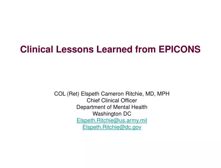 clinical lessons learned from epicons