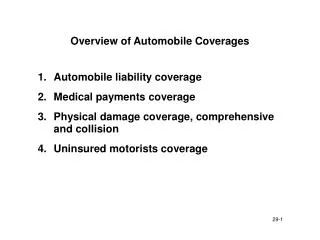 Overview of Automobile Coverages