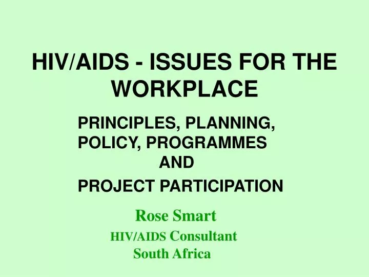 hiv aids issues for the workplace