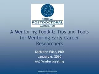 A Mentoring Toolkit: Tips and Tools for Mentoring Early-Career Researchers