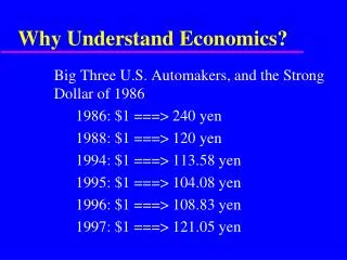 Why Understand Economics?