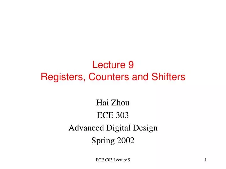lecture 9 registers counters and shifters