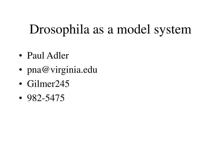drosophila as a model system