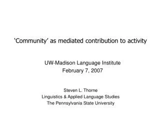 ‘Community’ as mediated contribution to activity