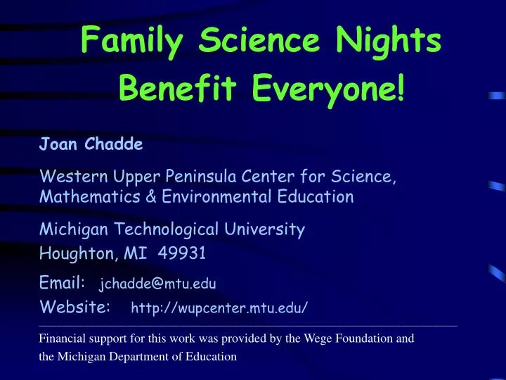 family science nights benefit everyone