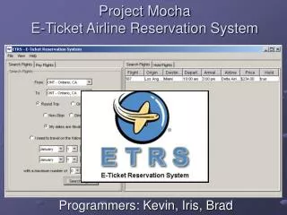 Project Mocha E-Ticket Airline Reservation System