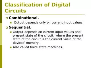 Classification of Digital Circuits