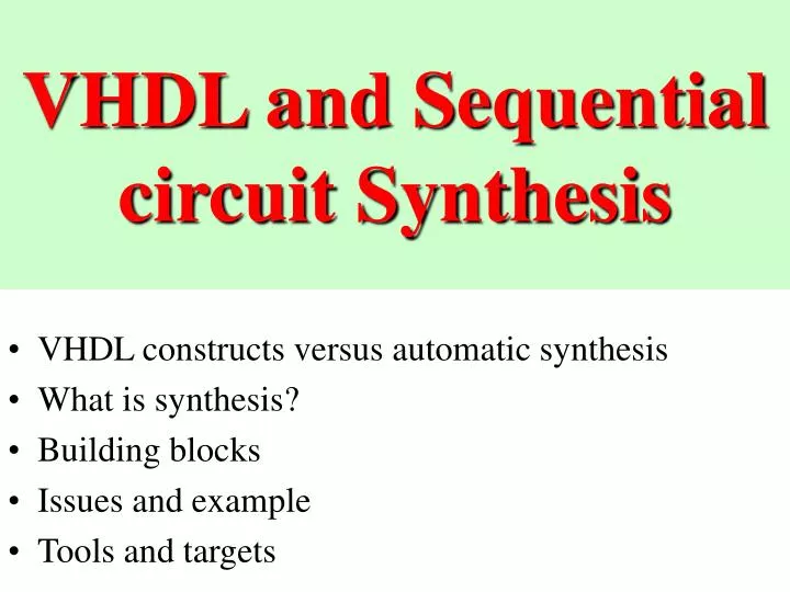 vhdl and sequential circuit synthesis